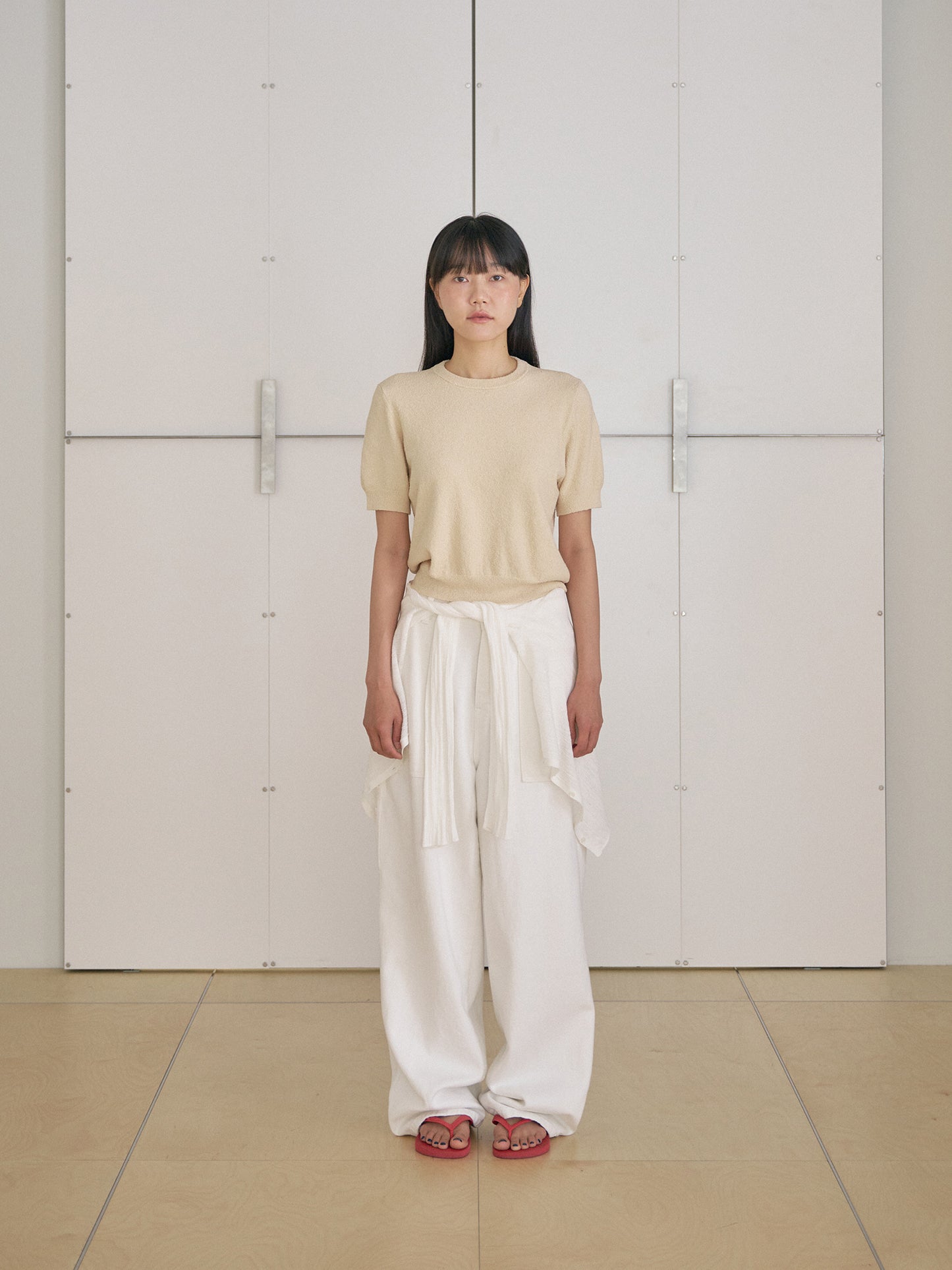Boucle Round Half Sleeve - Beige