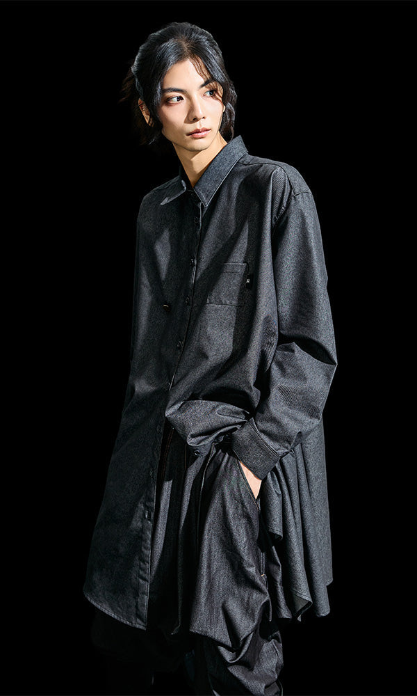 【Reculer レキュリー】skirt silhouette baggy pants Like Denim Black