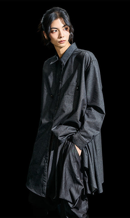 【Reculer レキュリー】skirt silhouette baggy pants Like Denim Black