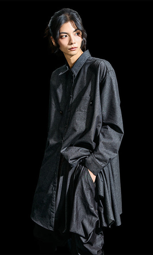 [Reculer] Skirt silhouette baggy pants Like Denim Black
