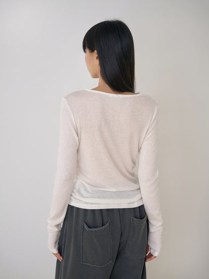 Finger Hole Long Sleeve - Ivory 5