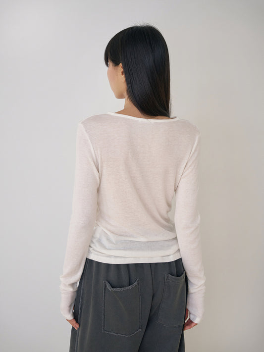 Finger Hole Long Sleeve - Ivory 5