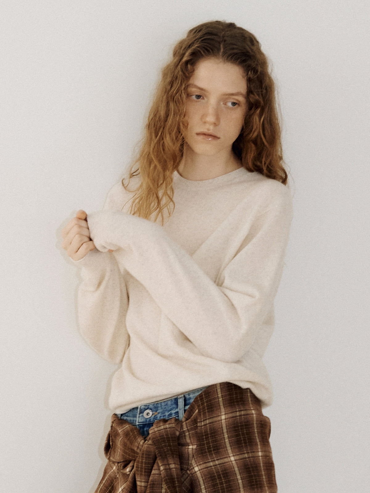 Cashmere Round Pullover - Oatmeal 1