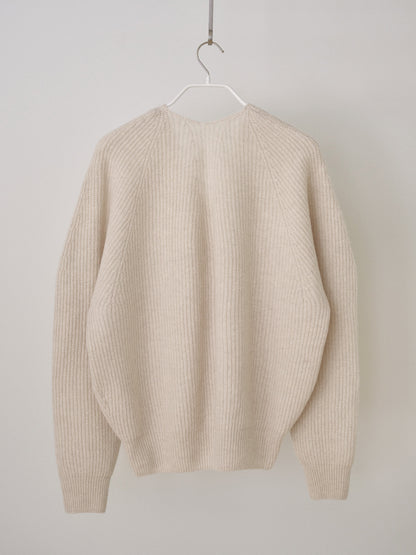 Wool V-neck Raglan Pullover - Oatmeal 9