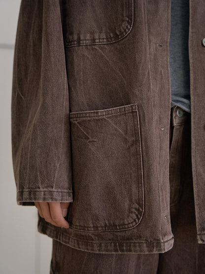 Brown Crack Coverall Jacket - Brown 11