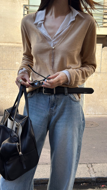 Merino Wool V-neck Knit