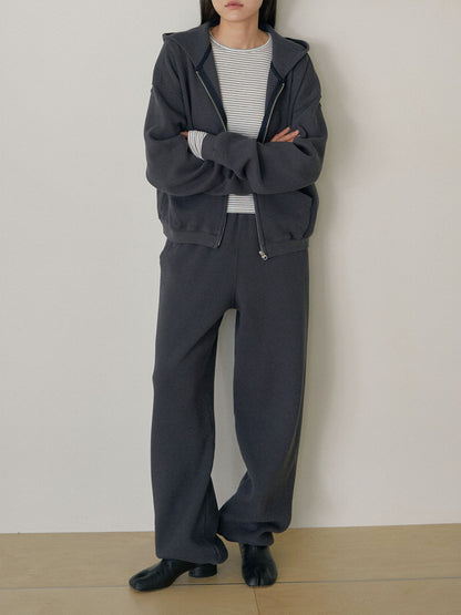Current Waffle Hoodie Zip-up - Charcoal 6