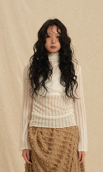See-through Turtleneck T-shirts Ivory (SS Version)