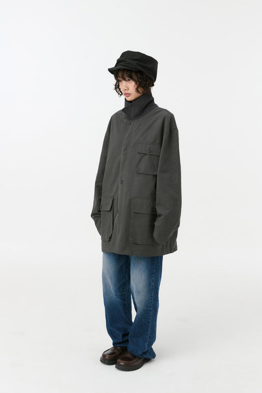 REVERSIBLE FLORAL COTTON JACKET, CHARCOAL
