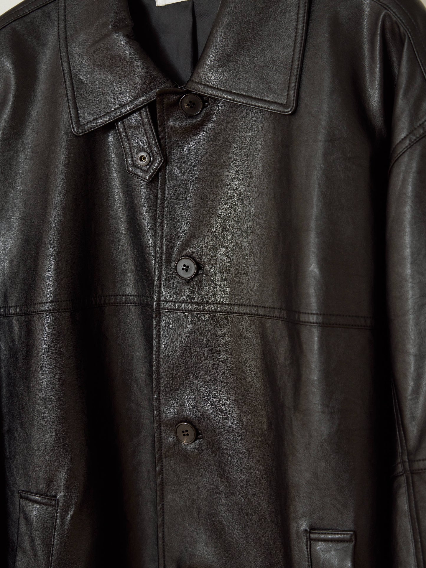 Standard Leather Half Coat – Black