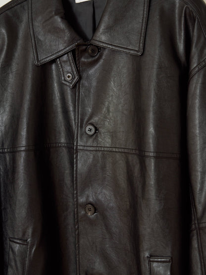 Standard Leather Half Coat - Black