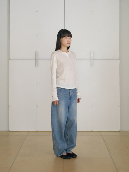 MARAN Henley Neck Pullover - Ivory 商品画像17/21