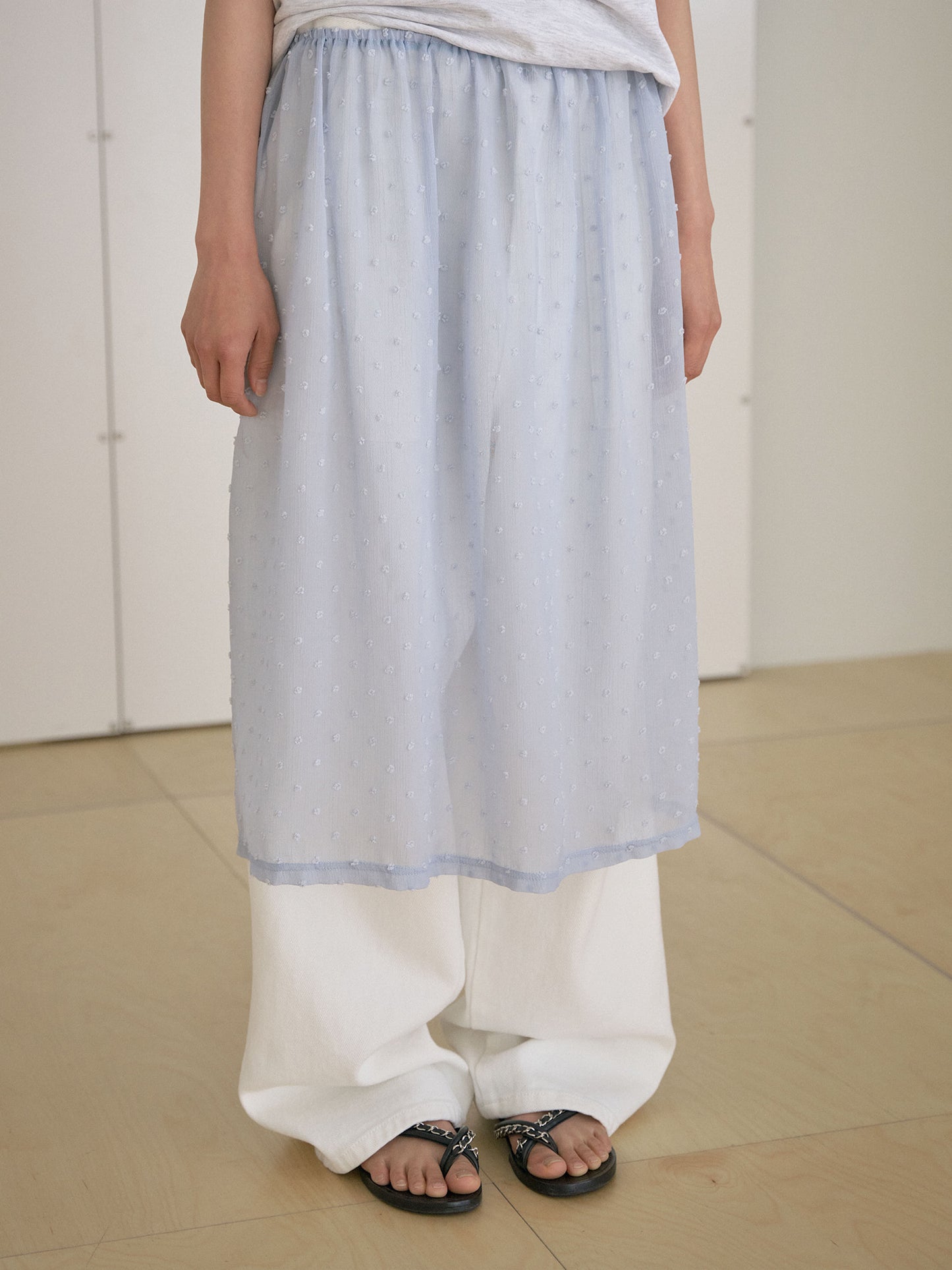 Dot Slit Skirt - Blue