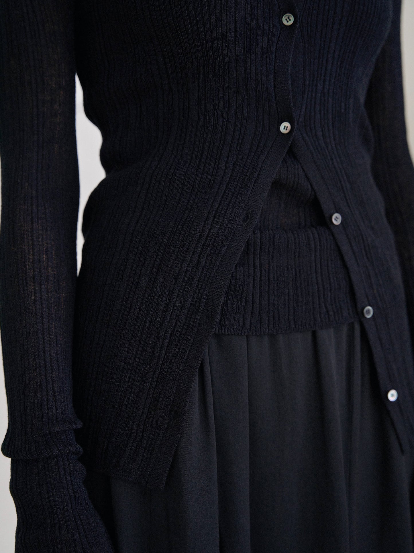 Multi Rib Cardigan - Black