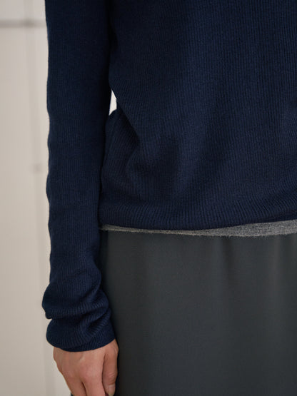Henley Neck Pullover - Navy 10