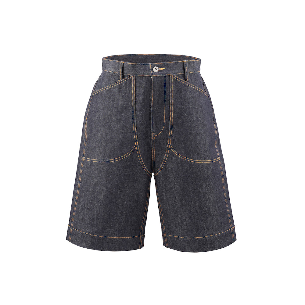 LOT.06 DOUBLE KNEE DENIM SHORTS -INDIGO