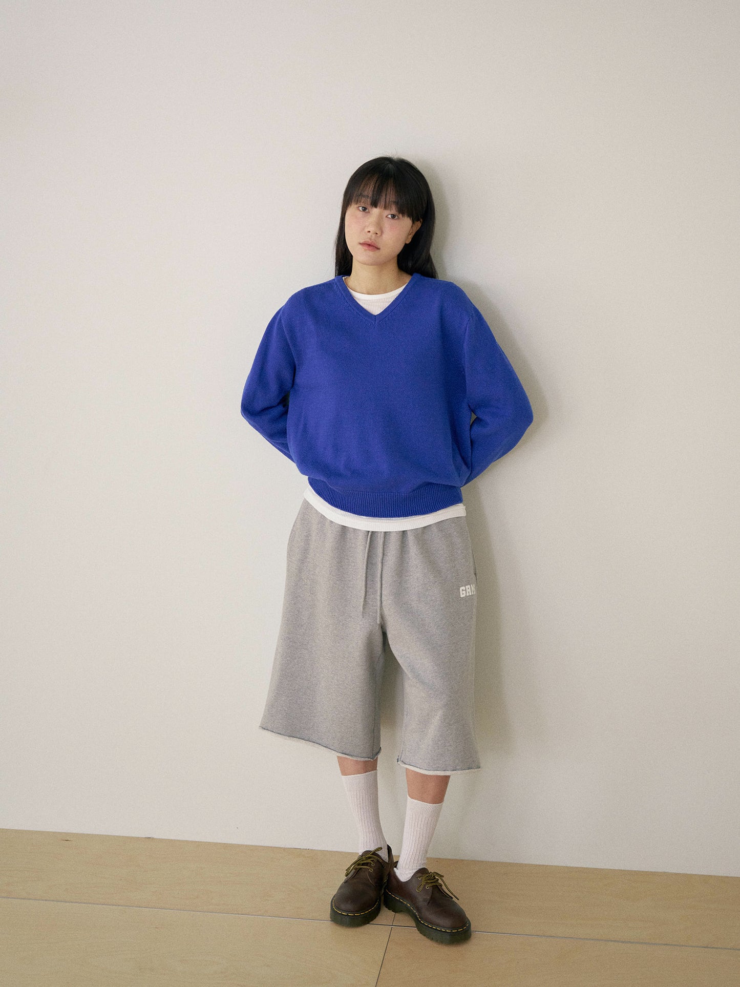 Cutoff Half Sweatpants - Gray