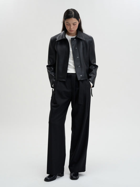 [MAGJAY] Slick Leather Jacket - Black