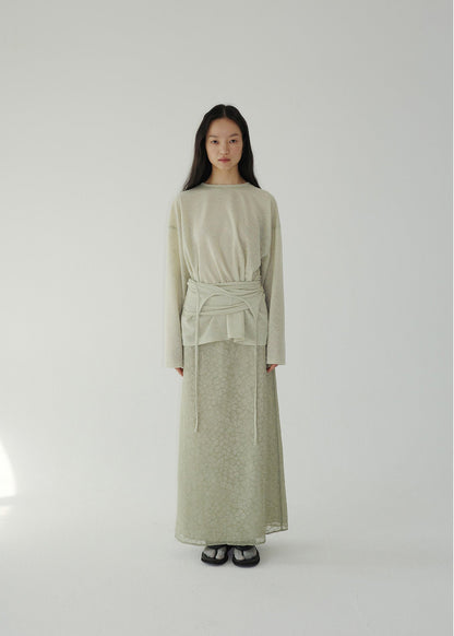 LACE TOP SET -KHAKI