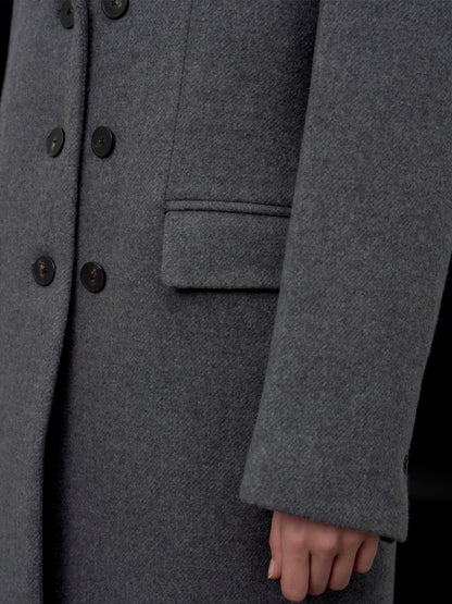 【ARIK. アリク AW】Libra tailored single breasted wool coat Melange Grey