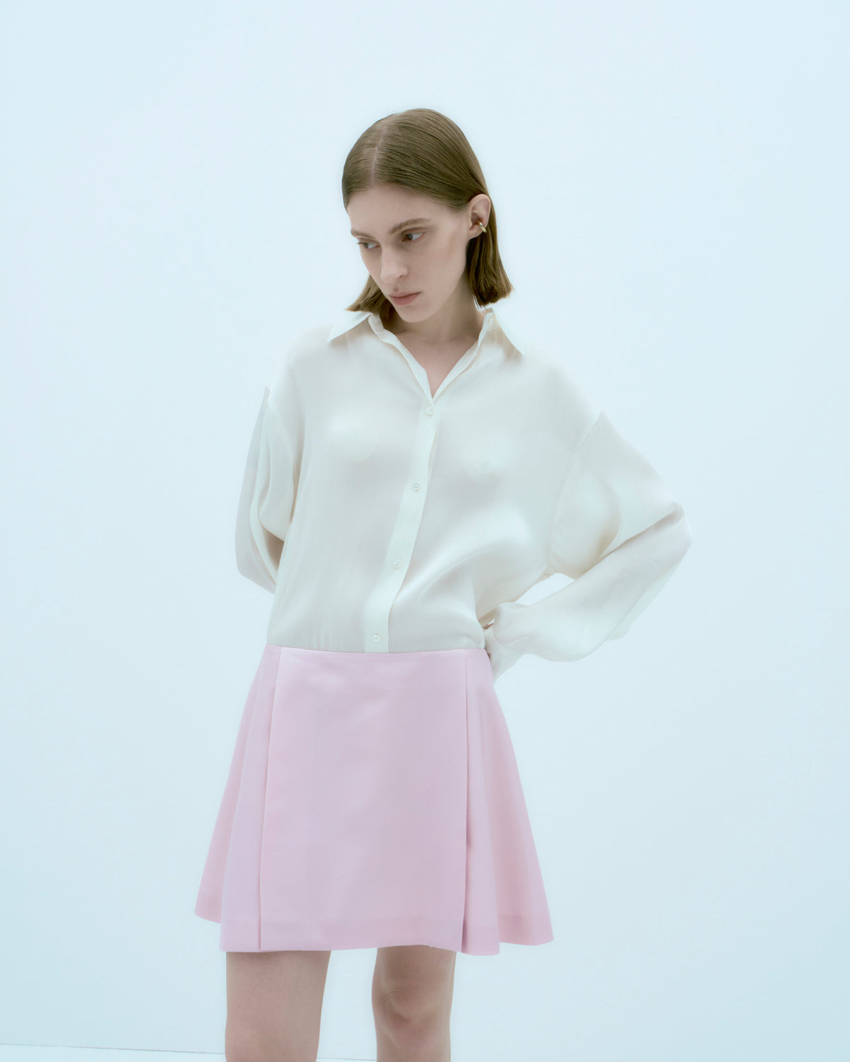 [ARIK.] [25SS] ALKES Panel flare skirt Orchid Pink