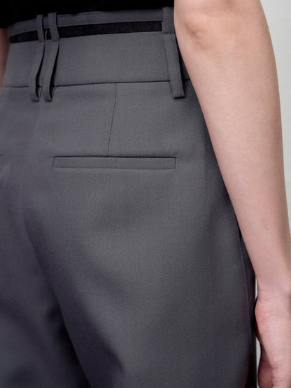 [ARIK. AW] Tarius twisted belted wide pants Gray