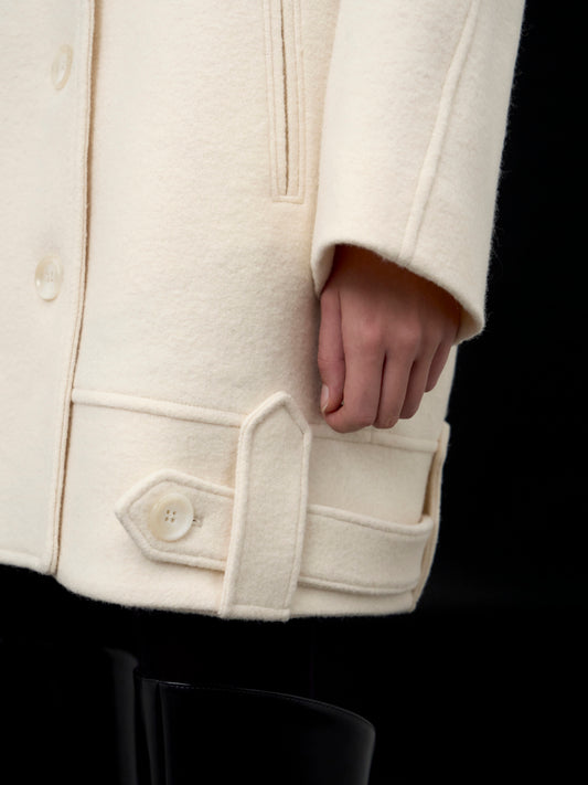 [ARIK. AW] Anser boucle oversized pea coat Rice