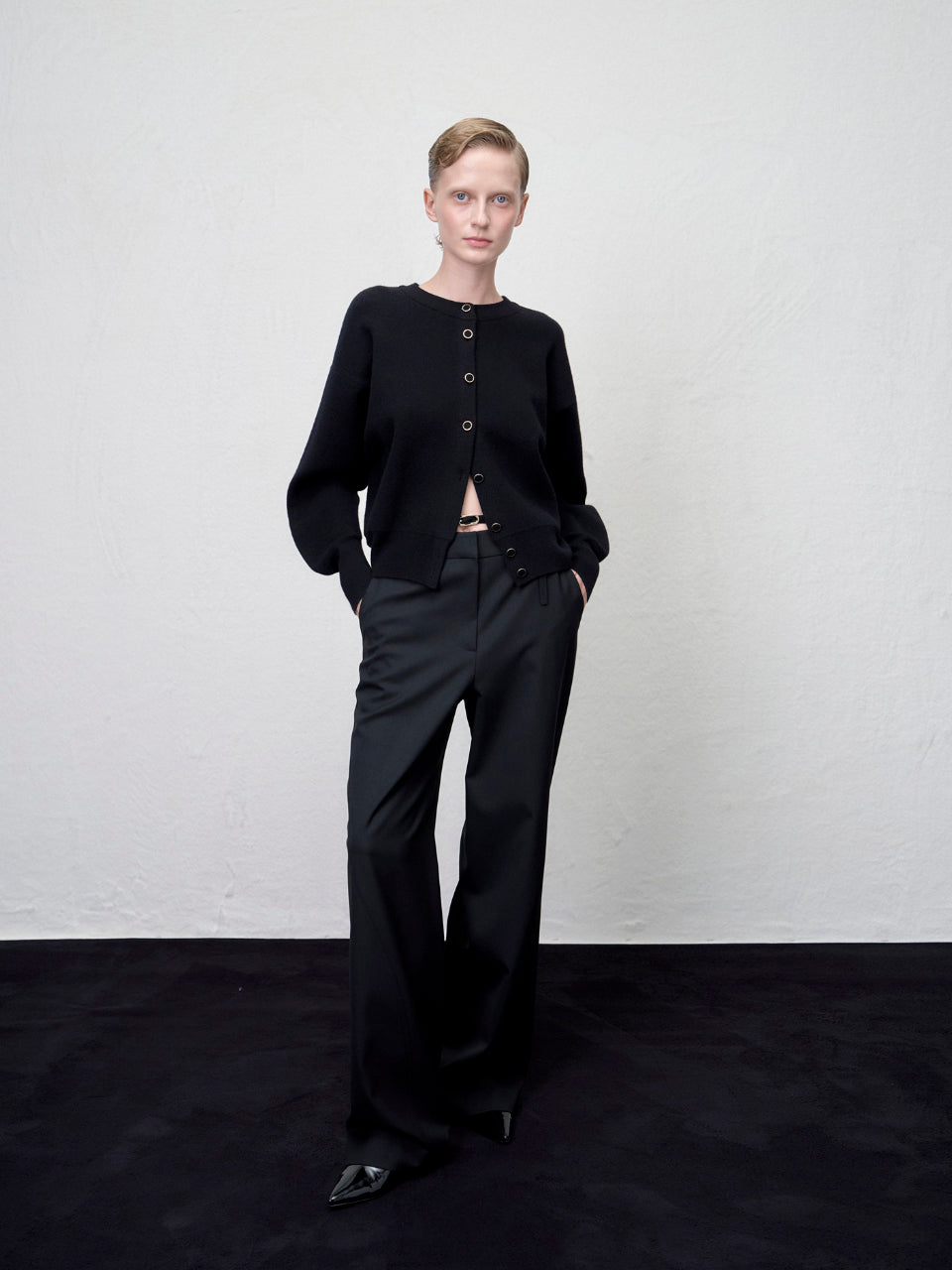 【ARIK. アリク AW】Asellus volume sleeve knit cardigan Black