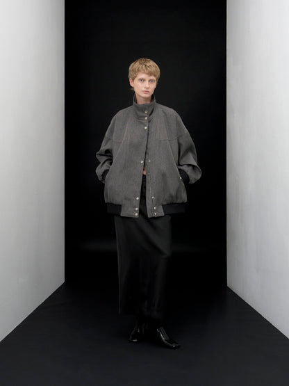 【ARIK. アリク AW】Segin oversized panel bomber jacket Melange Grey
