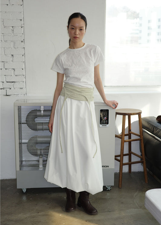 BALLOON MAXI SKIRT -WHITE