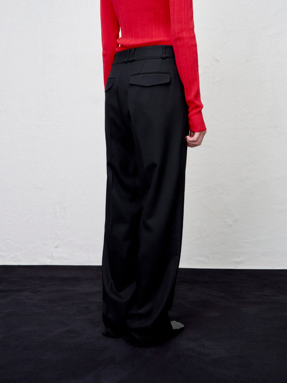【ARIK. アリク AW】Caph belted tuck wide pants Black