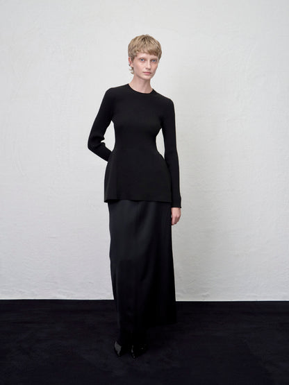 [ARIK. AW] Lyra satin maxi skirt Black