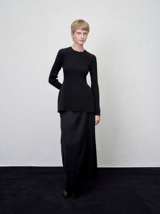 [ARIK. AW] Lyra satin maxi skirt Black