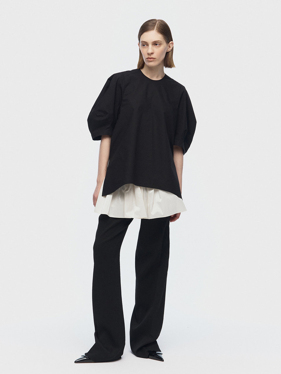 ARIK. [24SS] MIRACH layered straight pants Black