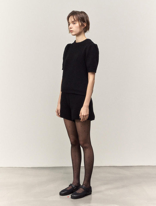 BUBBLES KNIT TOP -BLACK