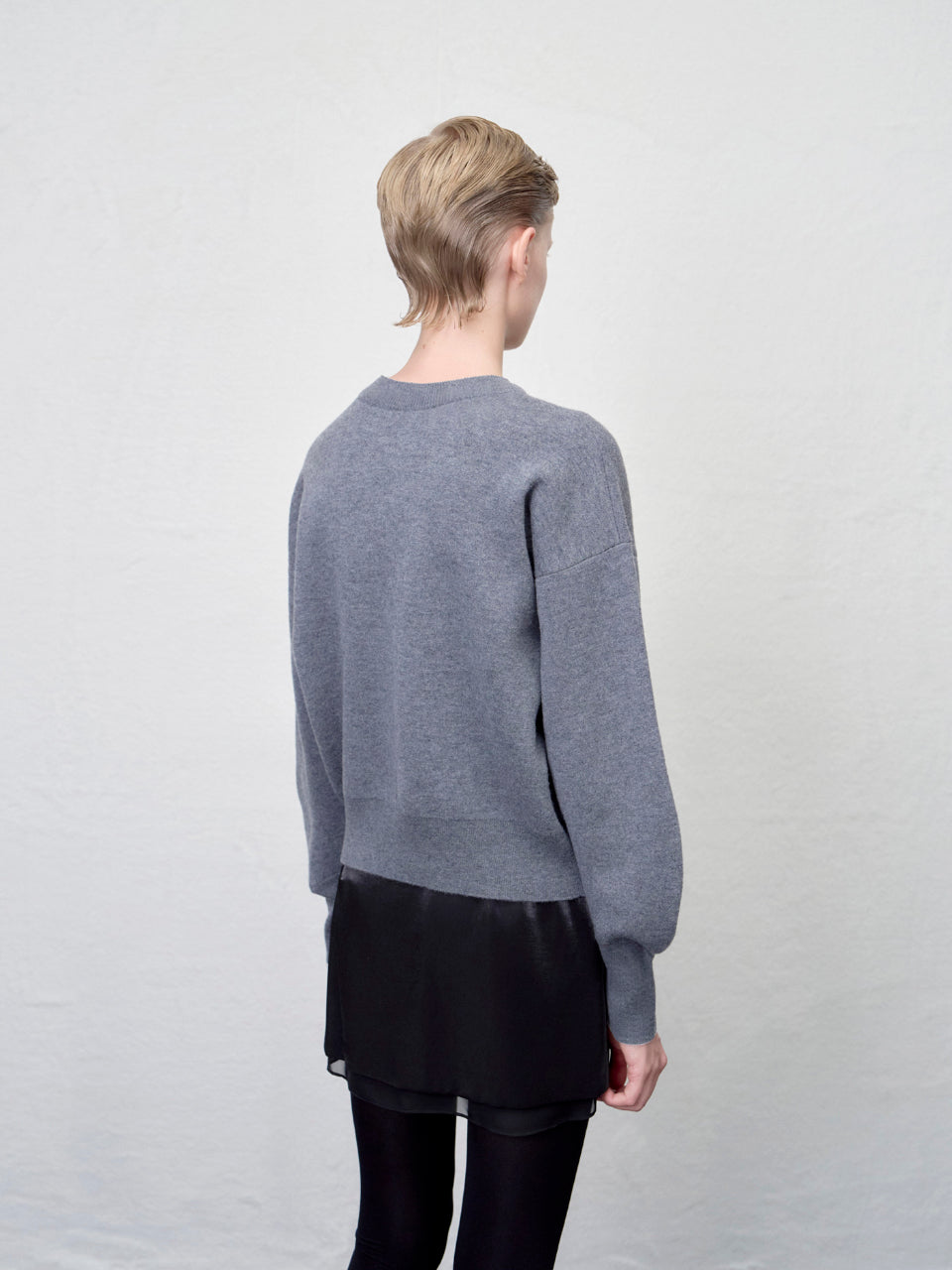 【ARIK. アリク AW】Asellus volume sleeve knit cardigan Melange Grey