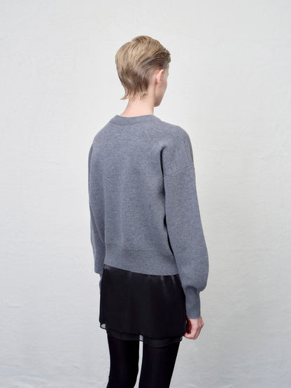 [ARIK. Arik AW] Asellus volume sleeve knit cardigan Melange Gray