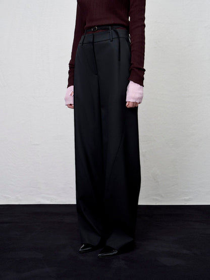 [ARIK. AW] Tarius twisted belted wide pants Black