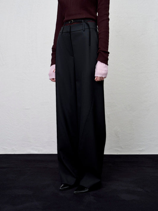 【ARIK. アリク AW】Tarius twisted belted wide pants Black