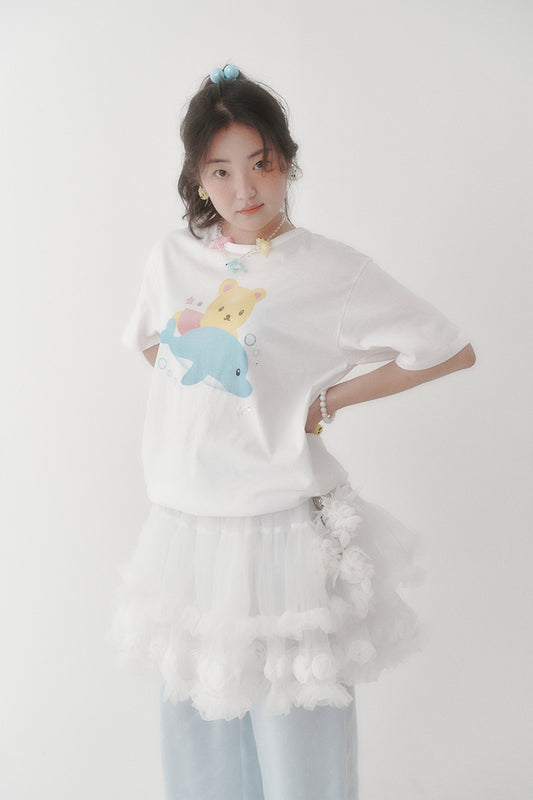 [X YOUNGART] JINI's Dolphin Ride Cubic T-shirt