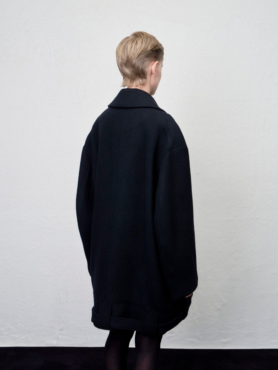 【ARIK. アリク AW】Anser wool oversized pea coat Black