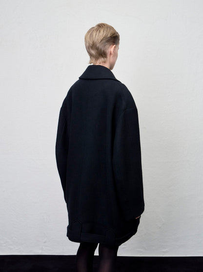 ARIK. Anser wool oversized pea coat in Black