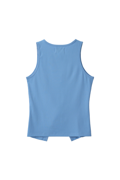 Zip-Up Tank Top - Sky Blue, Black