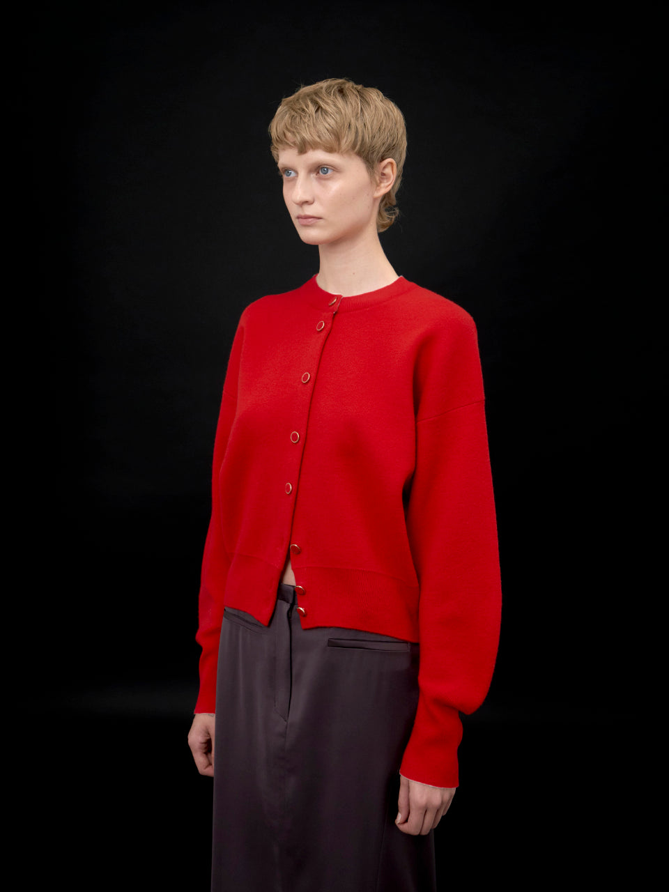 【ARIK. アリク AW】Asellus volume sleeve knit cardigan Red