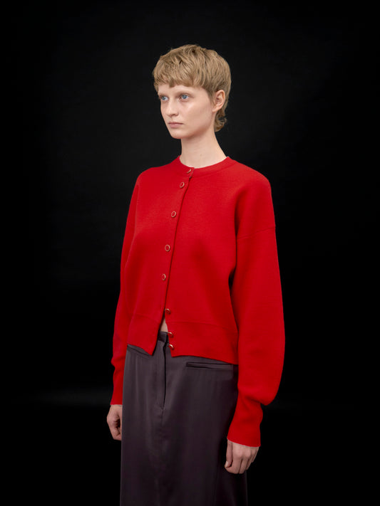 【ARIK. アリク AW】Asellus volume sleeve knit cardigan Red