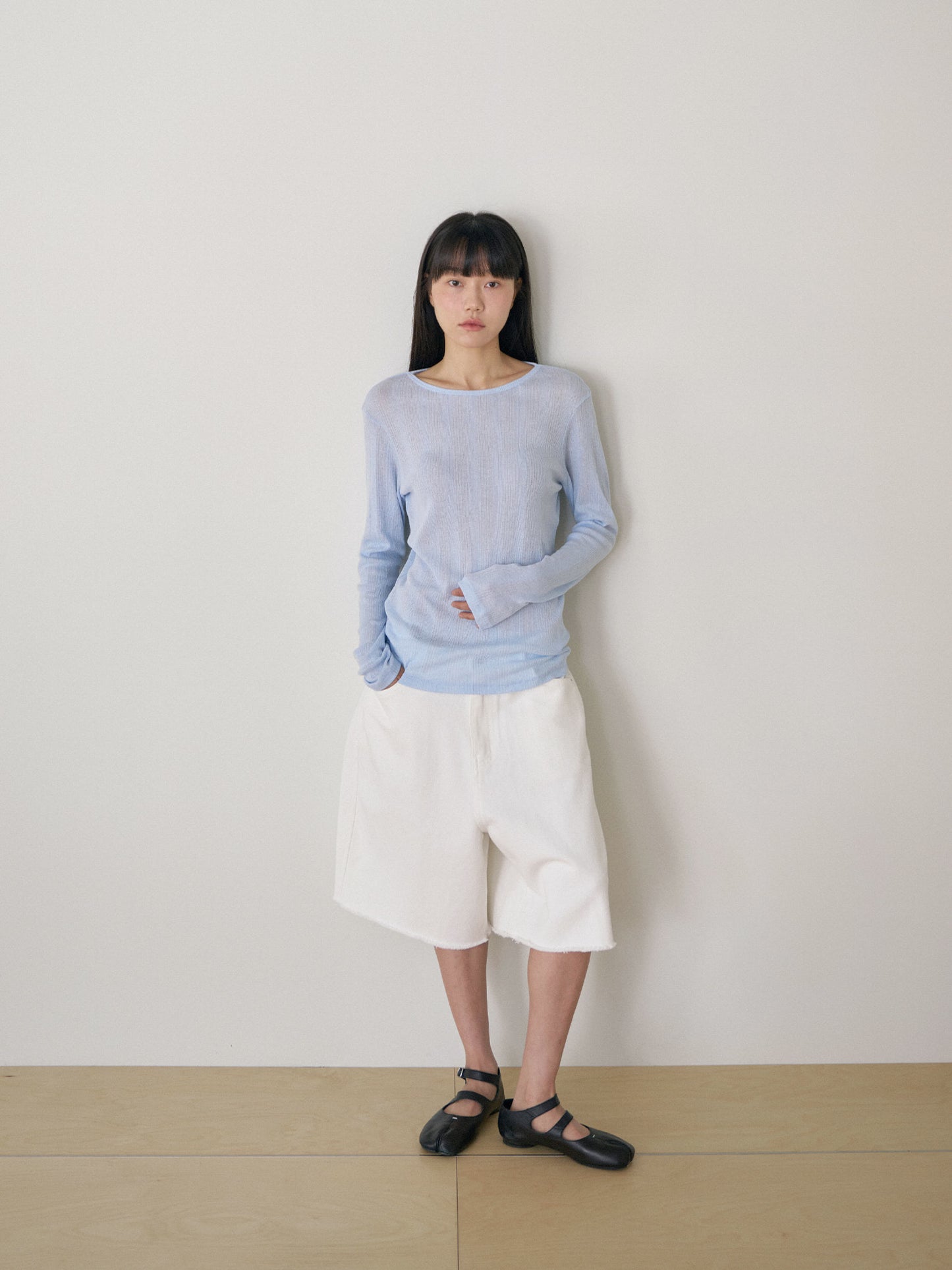 Cutoff Denim Shorts - Ivory