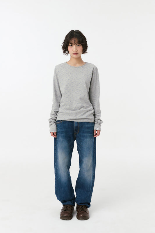 VINTAGE EMBROIDERED DENIM PANTS, INDIGO