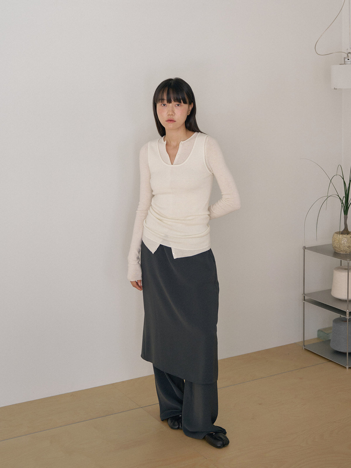 Alpaca Button Cardigan - Ivory 9