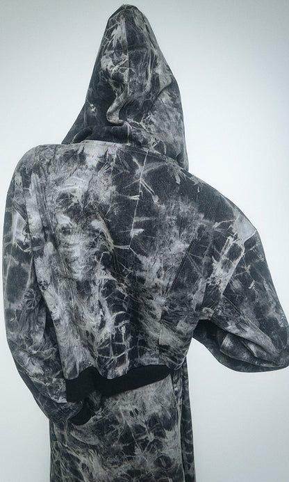 Reculer Pipe dyed denim crop hoodie zip-up(ブラック) 商品画像4/6