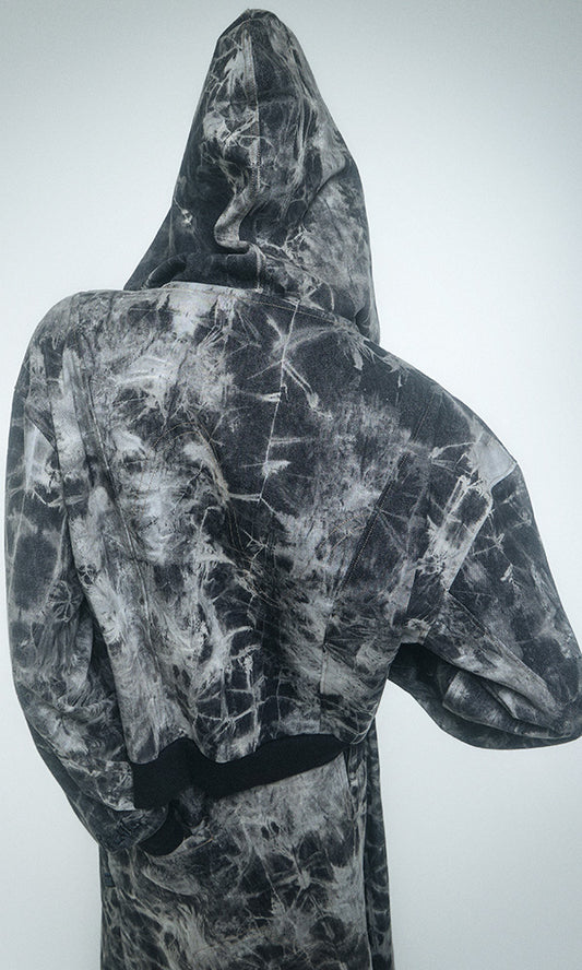 Reculer Pipe dyed denim crop hoodie zip-up(ブラック) 商品画像4/6